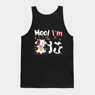 Moo I'm 10 10th Birthday Funny Cute Cow Sounds Toddler Tank Top